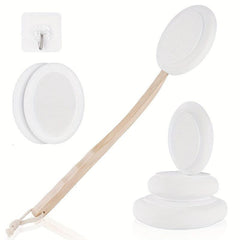 Long Handle Bath Brush Set with 6 Brush Heads, Back Scrubber, Hook