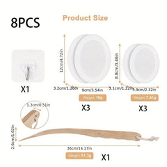 Long Handle Bath Brush Set with 6 Brush Heads, Back Scrubber, Hook