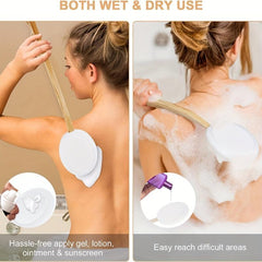 Long Handle Bath Brush Set with 6 Brush Heads, Back Scrubber, Hook
