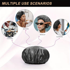 4pcs Double Layer Shower Caps Adjustable Waterproof Bath Caps