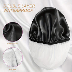 4pcs Double Layer Shower Caps Adjustable Waterproof Bath Caps