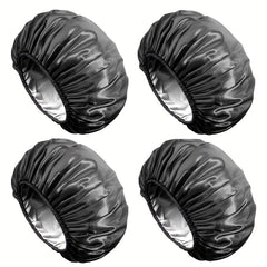 4pcs Double Layer Shower Caps Adjustable Waterproof Bath Caps