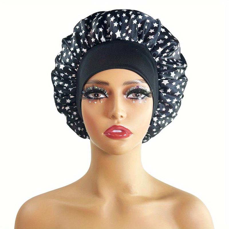 Waterproof Satin Bonnet Night Sleeping Cap Elastic Band for Women