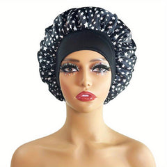 Waterproof Satin Bonnet Night Sleeping Cap Elastic Band for Women