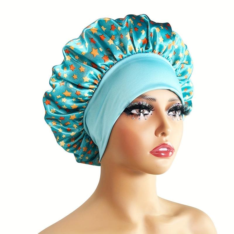 Waterproof Satin Bonnet Night Sleeping Cap Elastic Band for Women