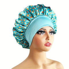 Waterproof Satin Bonnet Night Sleeping Cap Elastic Band for Women