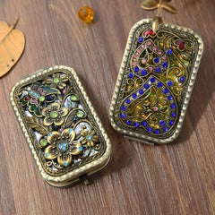 Antique Compact Cosmetic Mirror Metal Portable Foldable Princess Mirror