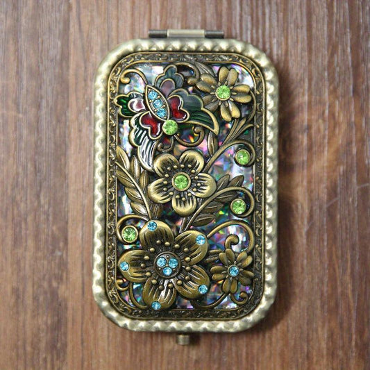 Antique Compact Cosmetic Mirror Metal Portable Foldable Princess Mirror