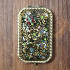 Antique Compact Cosmetic Mirror Metal Portable Foldable Princess Mirror