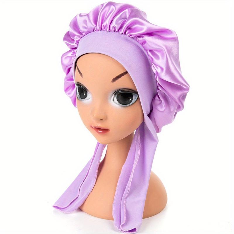 Girls Satin Bonnet with Tie Band for Curly Hair