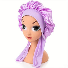 Girls Satin Bonnet with Tie Band for Curly Hair