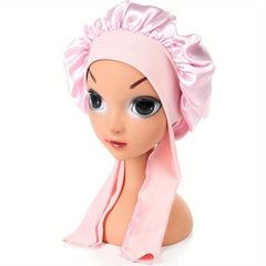 Girls Satin Bonnet with Tie Band for Curly Hair