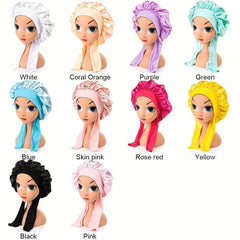 Girls Satin Bonnet with Tie Band for Curly Hair