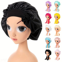 Girls Satin Bonnet with Tie Band for Curly Hair