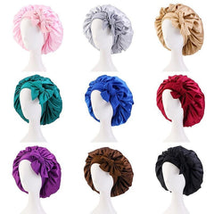 Soft Satin Sleep Cap for Women with Elastic Band Ideal for Curly Hair