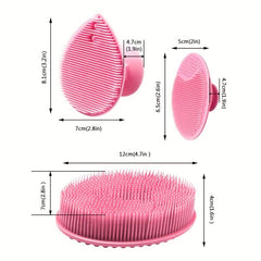 3pcs Silicone Shampoo Bath Brush Set Exfoliating Body Facial Shower SPA Massage