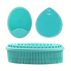 3pcs Silicone Shampoo Bath Brush Set Exfoliating Body Facial Shower SPA Massage