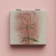 Tulip Pattern Compact Pocket Mirror Ideal for Traveling and Home Use