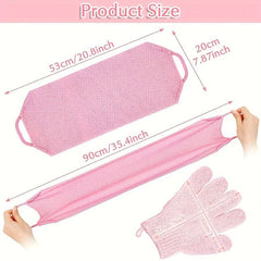 Exfoliating Shower Bath Gloves Set Pink