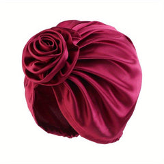 Silky Satin Flower Bonnet for Women - Hair Wrap for Curly Hair