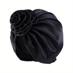 Silky Satin Flower Bonnet for Women - Hair Wrap for Curly Hair