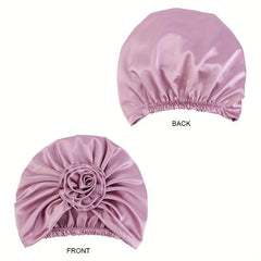 Silky Satin Flower Bonnet for Women - Hair Wrap for Curly Hair