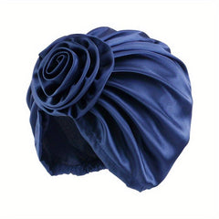 Silky Satin Flower Bonnet for Women - Hair Wrap for Curly Hair
