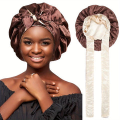 Two Tone Satin Bonnet Jumbo Sleeping Bonnet