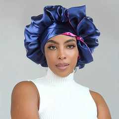 Two Tone Satin Bonnet Jumbo Sleeping Bonnet