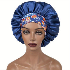 Women's Satin Bonnet for Curly Hair - Floral Wide Band Sleep Cap