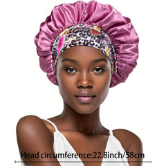Women's Satin Bonnet for Curly Hair - Floral Wide Band Sleep Cap