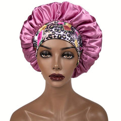 Women's Satin Bonnet for Curly Hair - Floral Wide Band Sleep Cap