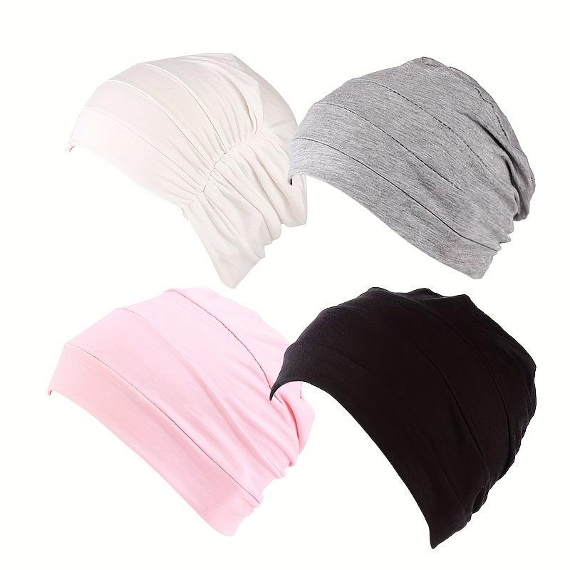 4pcs Satin Bonnet Silk Hair Bonnet Reusable Hair Care Cap
