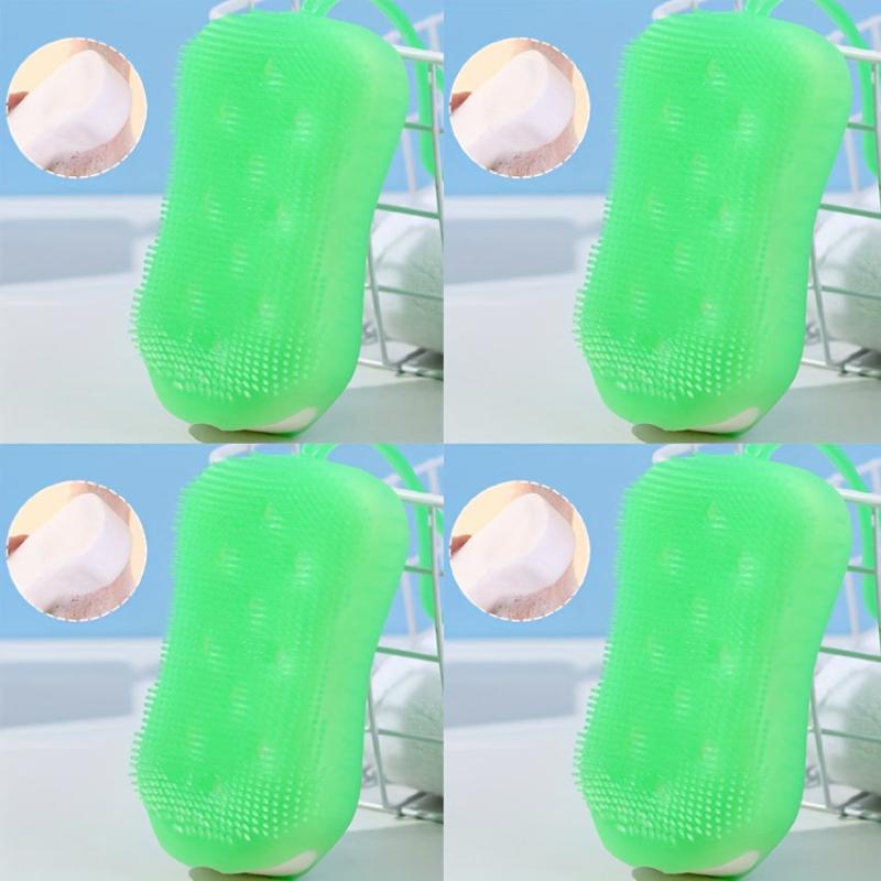 4pcs Double-sided Silicone Body Scrubber Handheld Shower Brush