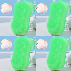 4pcs Double-sided Silicone Body Scrubber Handheld Shower Brush