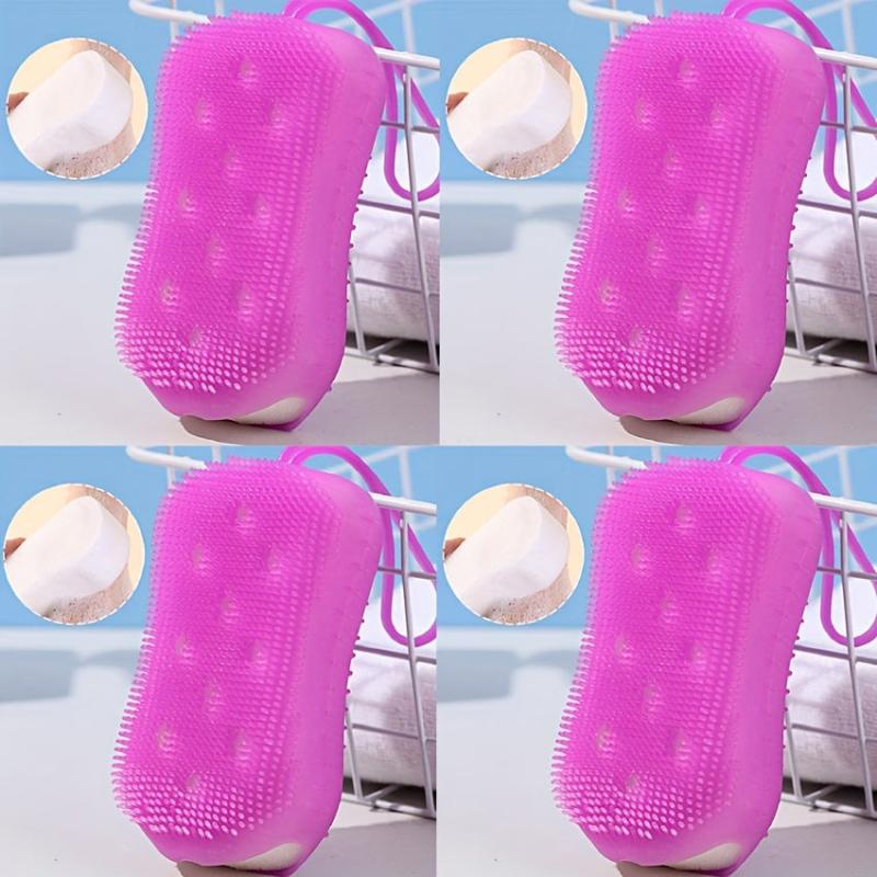 4pcs Double-sided Silicone Body Scrubber Handheld Shower Brush