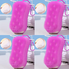4pcs Double-sided Silicone Body Scrubber Handheld Shower Brush