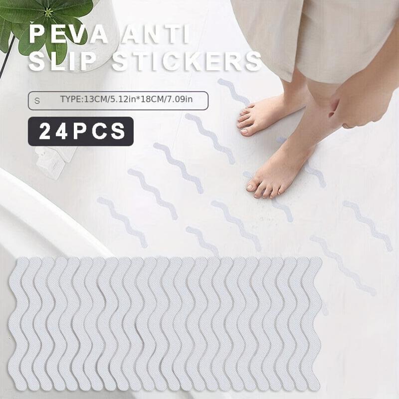 24 pcs Anti Slip Shower Stickers with Scraper for Bath Tub Shower Stairs