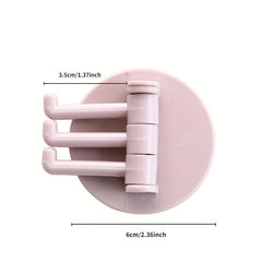 4pcs Rotary Towel Hooks Bathroom Wall Mounted Punch Adhesive Hook