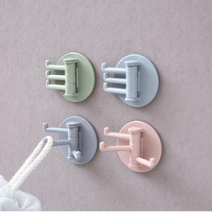 4pcs Rotary Towel Hooks Bathroom Wall Mounted Punch Adhesive Hook