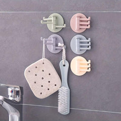 4pcs Rotary Towel Hooks Bathroom Wall Mounted Punch Adhesive Hook