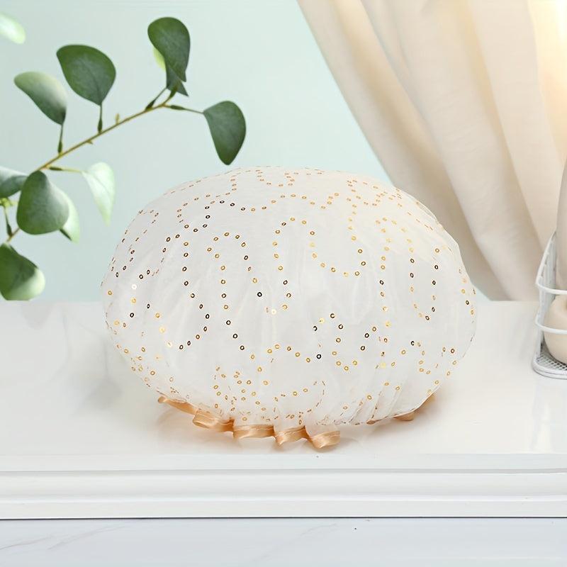 Double Layer Shower Caps Waterproof Reusable Elastic Band Hair Hat
