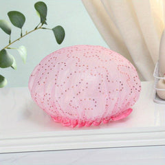 Double Layer Shower Caps Waterproof Reusable Elastic Band Hair Hat