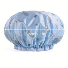 Double Layer Shower Cap Waterproof Reusable Bath Hair Hat for Women