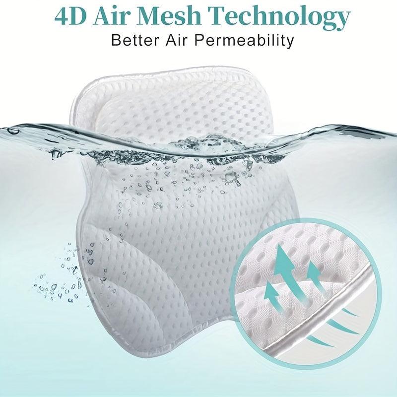 4D Air Mesh Bathtub Pillow for Neck and Back Support