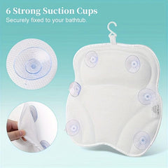 4D Air Mesh Bathtub Pillow for Neck and Back Support