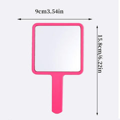 Square Handheld Beauty Mirror with Handle for Daily & Outgoing Use