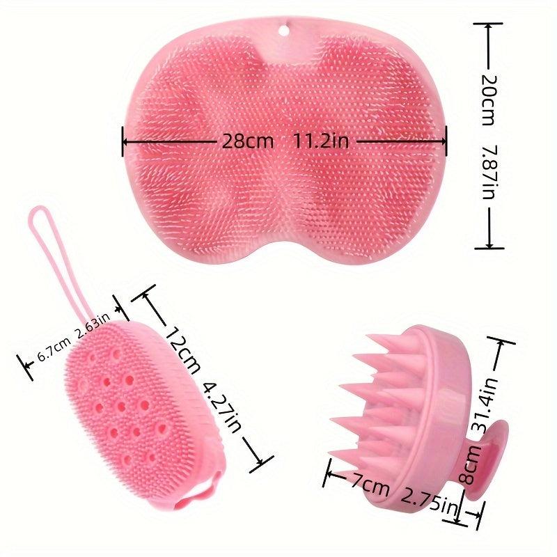 3pcs Shower Exfoliating Set Silicone Massage Scrub