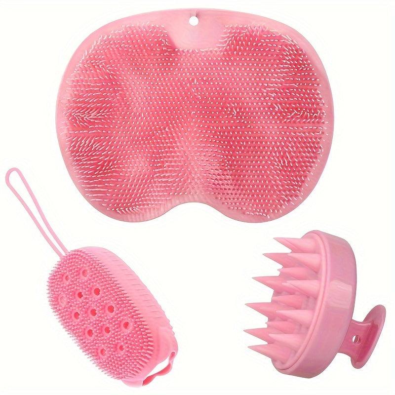 3pcs Shower Exfoliating Set Silicone Massage Scrub