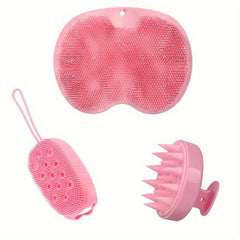 3pcs Shower Exfoliating Set Silicone Massage Scrub